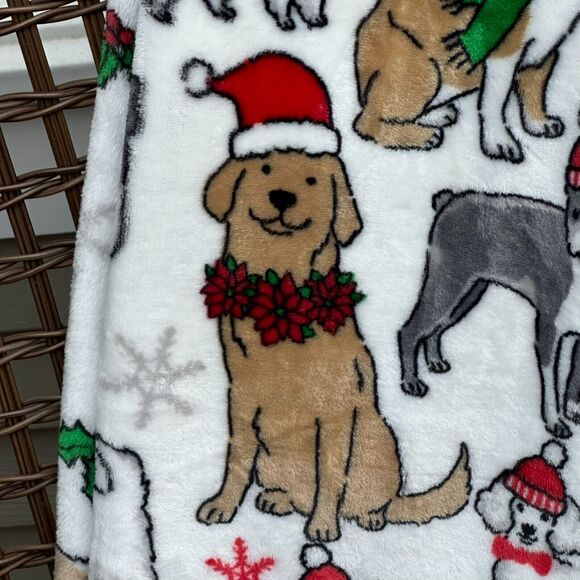 Wags & Whiskers Dogs Puppy Santa Luxury Holiday Throw Blanket 50" x 70" New - Picture 8 of 9